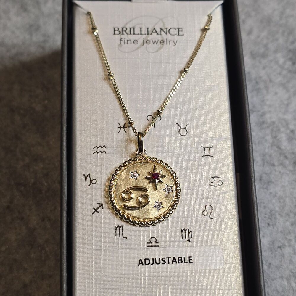 Horoscope Cancer Symbol Pendant Sterling Silver/14K Gold Plate NEW